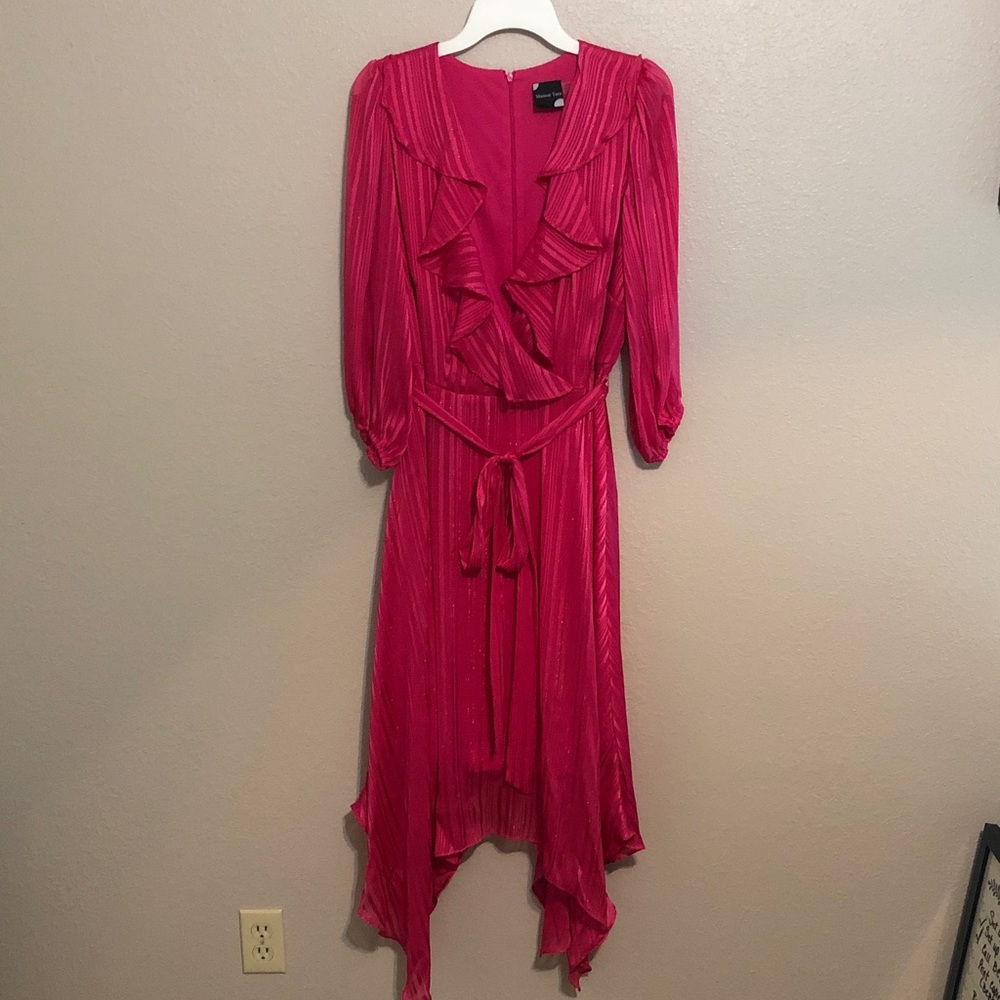 🌺Maison Tara Vibrant Pink Asymmetrical Dress